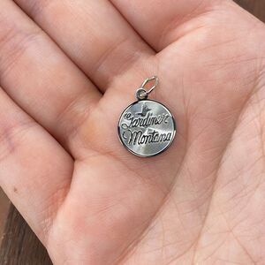 Vintage Crea 925 Sterling Silver "Gardiner Montana" Round Pendant Bracelet Charm